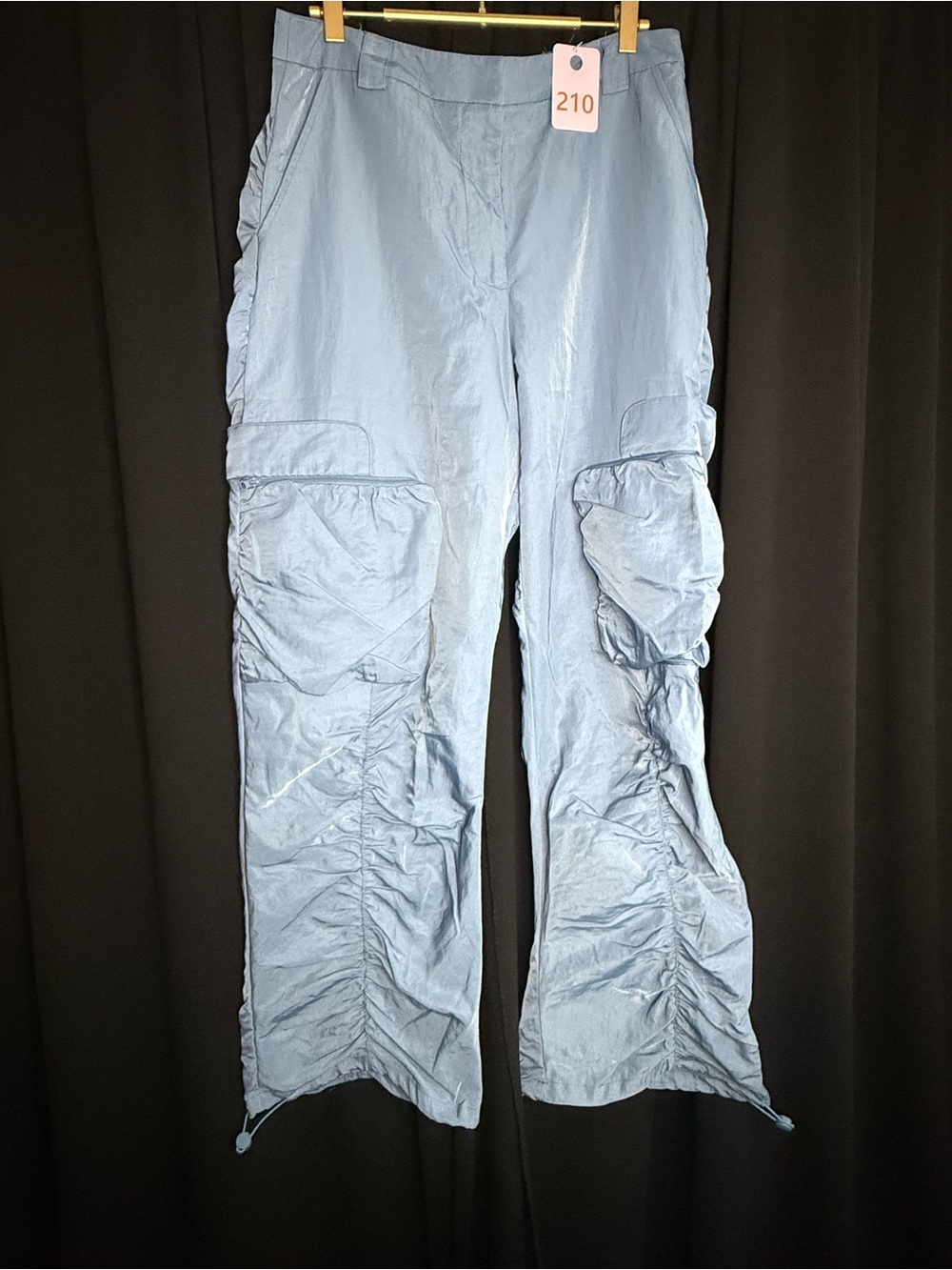Women's Wide Leg Cargo Pants in Light Blue